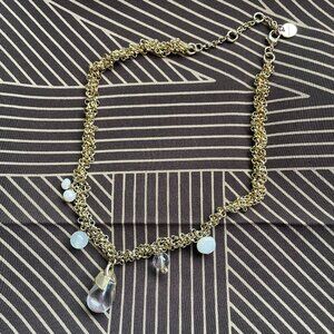 ​ANITA BERISHA Droplet gold-plated, pearl and crystal necklace